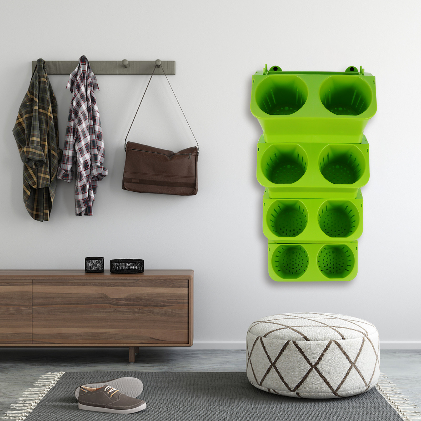 Vertical Wall Planter - 4 Adet Dikey Yeşil Duvar Saksısı